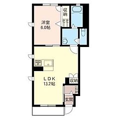 ボヌールシュシュ1 1LDKの間取図画像