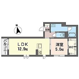 ラ メゾン ノワール 1LDKの間取図画像