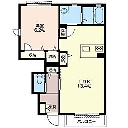 レーベンプラッツB 1LDKの間取図画像