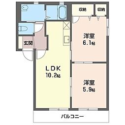 シャーメゾン中野Ｂ 1階2LDKの間取り