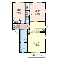 レ・クラヴィエ　Ａ 2階2LDKの間取り