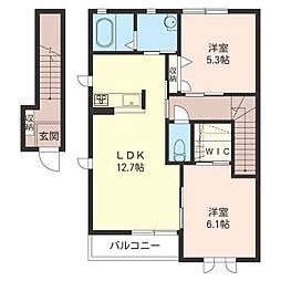 クレセールII 2階2LDKの間取り