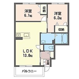 フォルビート 1階2LDKの間取り