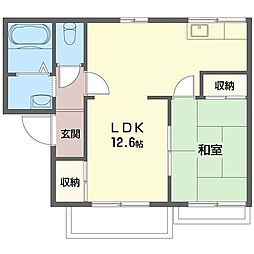 グリーンハイツ城山B棟 1LDKの間取図画像