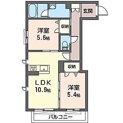 アンベリール 2LDKの間取図画像