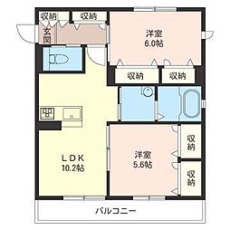 ハイツパンプキン 2LDKの間取図画像