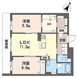ジェンティーレ 2LDKの間取図画像