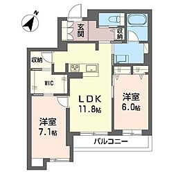 ジェンティーレ 2LDKの間取図画像