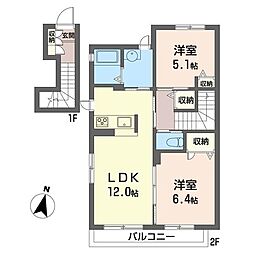 シャーメゾンカトレアB 2LDKの間取図画像