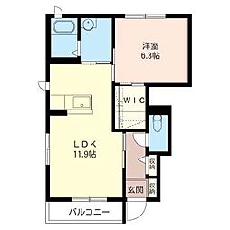メルシーガーデン2 1LDKの間取図画像