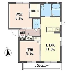 フォントデネージュ4 2LDKの間取図画像