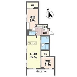 グランシャレクラウン 2LDKの間取図画像