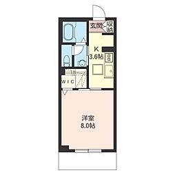 ニューリッチ 1Kの間取図画像