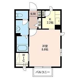 アンフェリシオンA 1Kの間取図画像