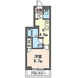 GRANDASUKA 1Kの間取図画像