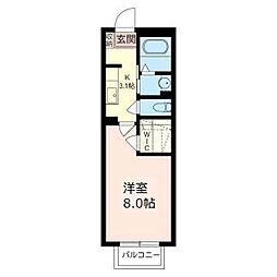 シャーメゾンディアナA 1Kの間取図画像