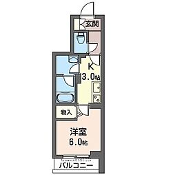 ウエストドミール 1Kの間取図画像