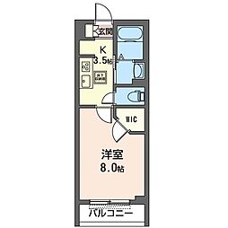 ノクタンブル 1Kの間取図画像