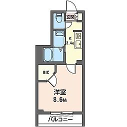 ルーチェ 1Kの間取図画像