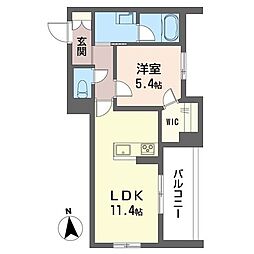 仮)南流山シャーメゾン 1LDKの間取図画像