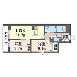 エクラフォーレ 2LDKの間取図画像