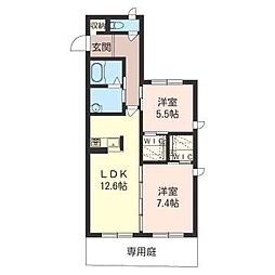 ノースサバービア 2LDKの間取図画像