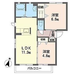 シャーメゾンA 2LDKの間取図画像