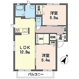 デュランタ 2LDKの間取図画像