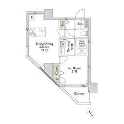 プルミエール浅草 6階1LDKの間取り