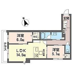 ル パラディ アデガワ 2LDKの間取図画像