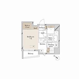 Ｌｉｖｅ　Ｃａｓａ　日本橋浜町 7階ワンルームの間取り