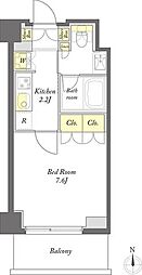 プライムメゾン西早稲田 2階1Kの間取り