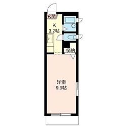 クアトロ 1階1Kの間取り