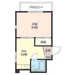 エクセル弥生 1DKの間取図画像