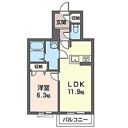 Partenza柏中 1LDKの間取図画像