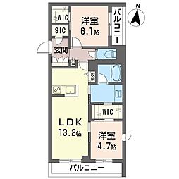 ノルド・ルージュ 00201 2階2LDKの間取り