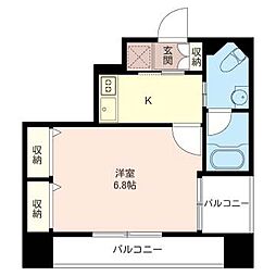 エスティメゾン品川シーサイドIII 8階1Kの間取り
