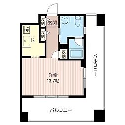 レジデンスシャルマン月島 ワンルームの間取図画像