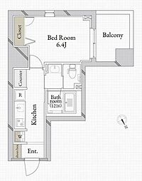 サンセール日本橋 1Kの間取図画像