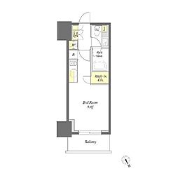 プライムメゾン門前仲町 ワンルームの間取図画像