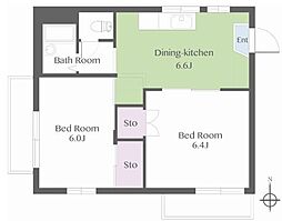 ＭＫ・ＨＩＬＬＳ 2階2DKの間取り