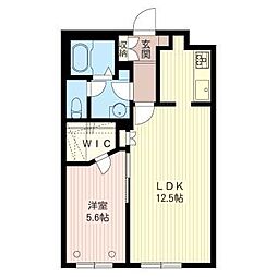 Ｂｌｕｍｅｎ　ｇａｒｔｅｎ 1階1LDKの間取り