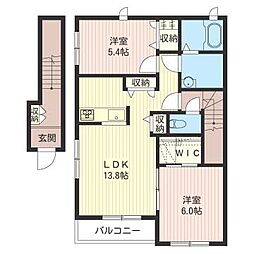 シャーメゾン雪が谷大塚 2階2LDKの間取り