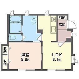 クオリティ・プレジオ 1LDKの間取図画像