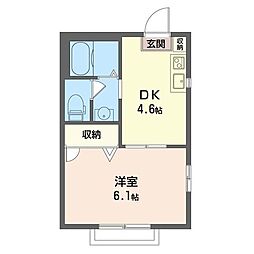 ディアス雪谷 1DKの間取図画像