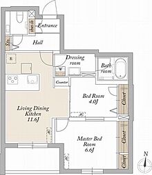 シャーメゾン目黒洗足 2LDKの間取図画像