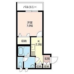 ベル・ドミール 1Kの間取図画像
