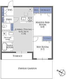 ガーデンレジデンス北嶺ウエスト棟 2LDKの間取図画像