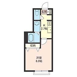 ドルフ宇奈根 1Kの間取図画像