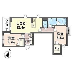 プレミアス上野毛 2LDKの間取図画像